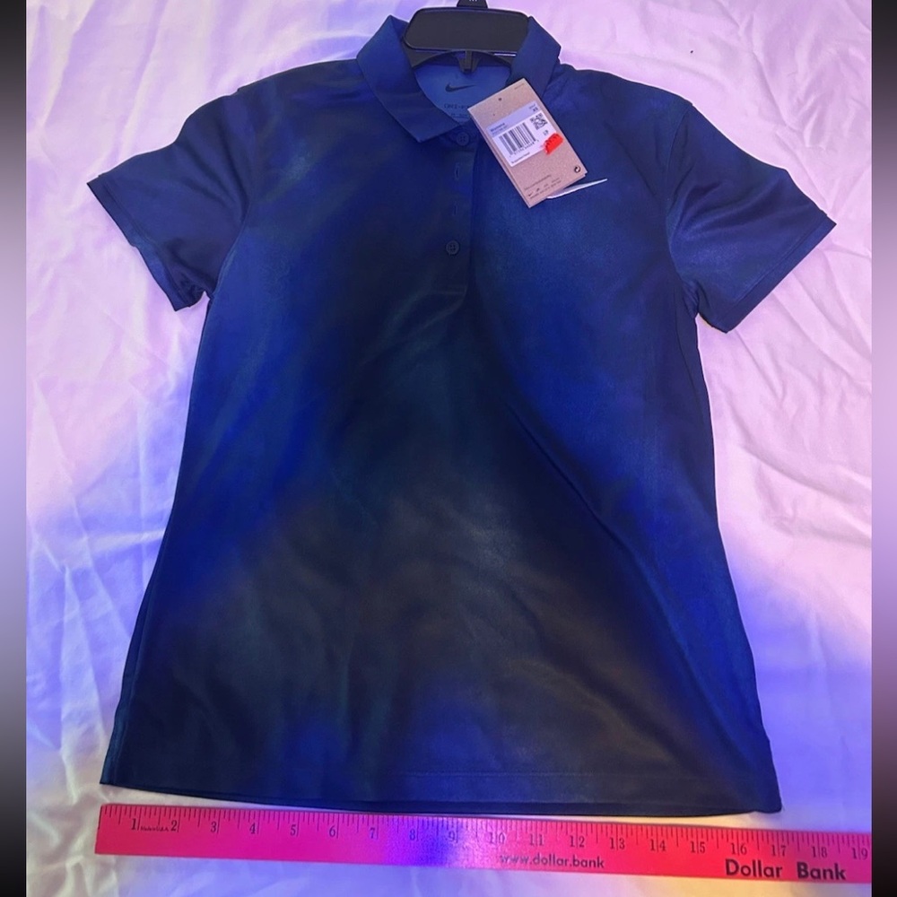 Nike Women's Victory Dri-Fit Print Short Sleeve Golf Polo Size XS Navi Color NWT - Picture 9 of 12